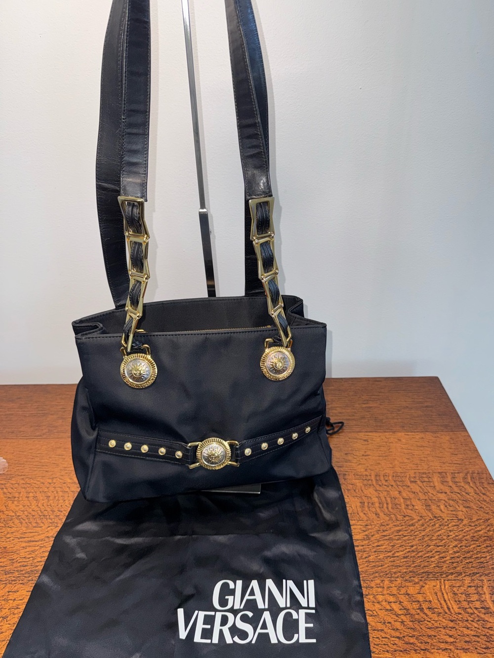 Gianni Versace Vintage Sunburst Medallion Nylon Tote w/COA & Dustbag